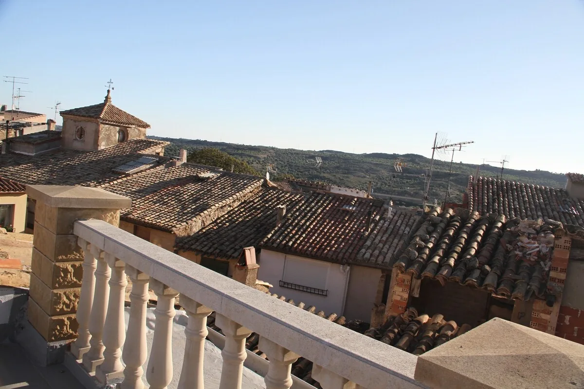 Vistas a los tejados y al paisaje desde la terraza
